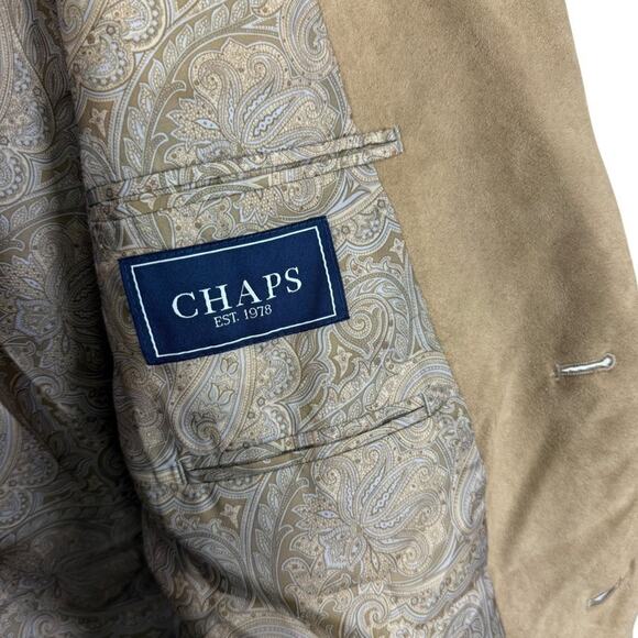 Chaps Sueded Mens Lined Sport Coat Suit Jacket Blazer Beige 2 Button sz 48 R - Picture 15 of 15